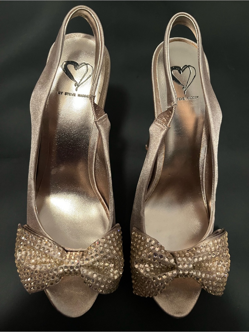 Steve Madden Shoes Rhinestone Heel Rose Gold Pumps